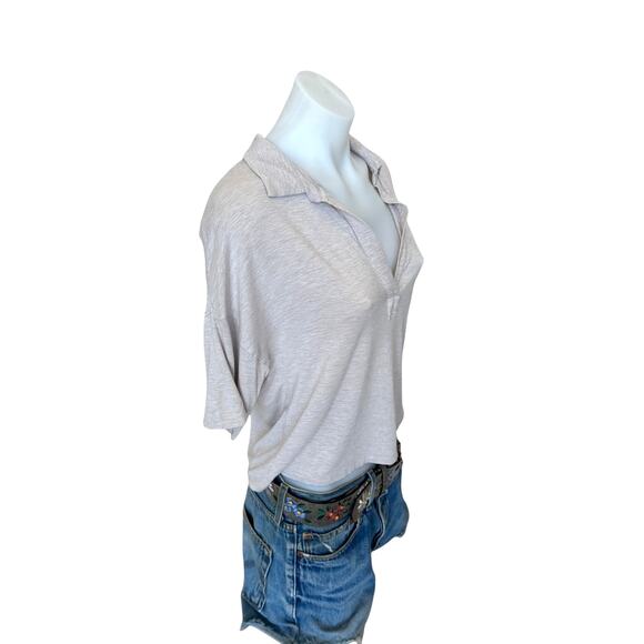 Majestic Filatures Cream Oversized Polo Top LARGE Knit Basic Soft Designer $195 - Picture 8 of 10